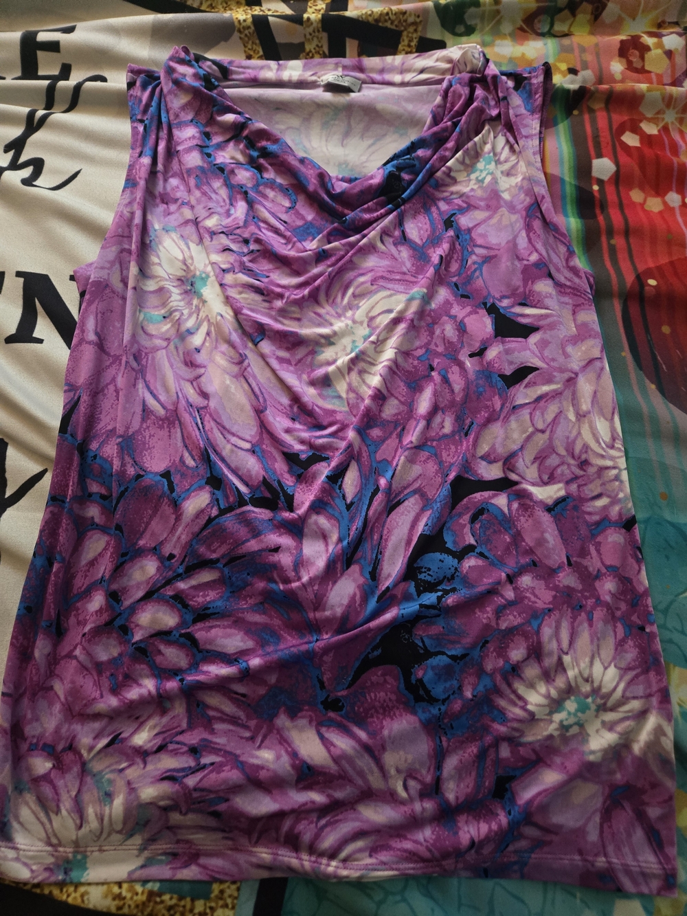 Worthington Lavender and Pink Floral Stretch Top